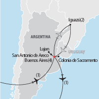 Map of Buenos Aires and Iguazu Educational Tour
