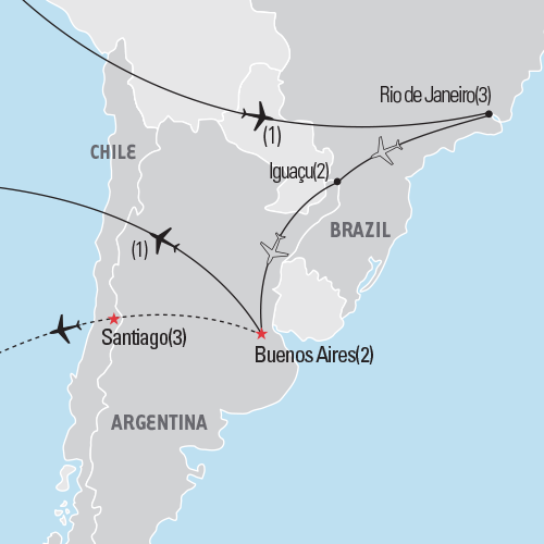 Map of Brazil & Argentina tour