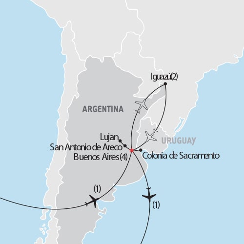 Map of Buenos Aires & Iguazú tour