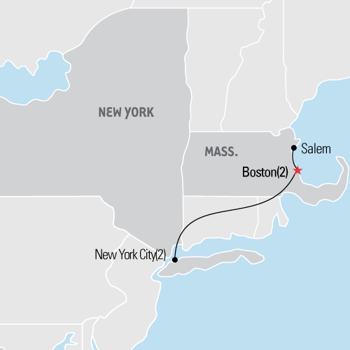 Map of Boston & New York: East Coast Rivals tour