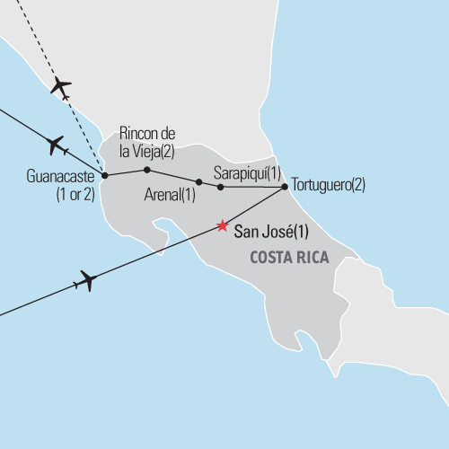 Map of Costa Rica: Coast to Coast 