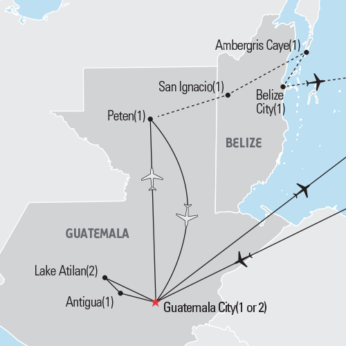 Map of Guatemala highlights tour | Explorica Educational Travel