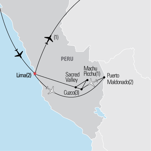 Map of Insider's Peru tour - Explorica