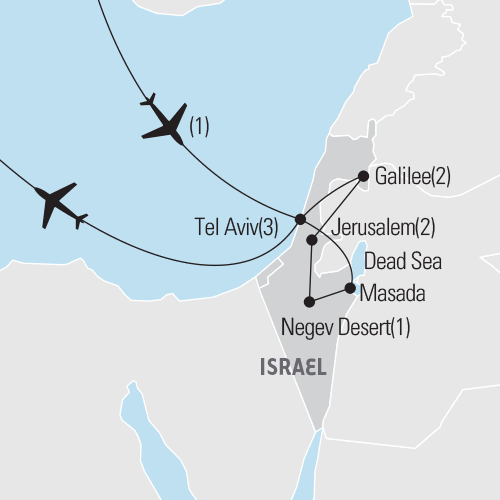 Map of Israel Highlights tour