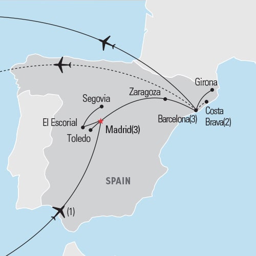 Map of Madrid & Barcelona tour