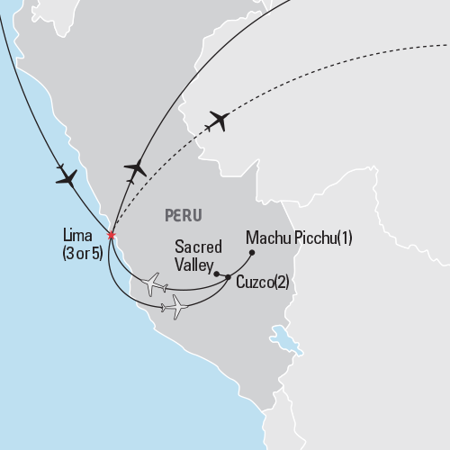 Map of Peru: Machu Picchu tour