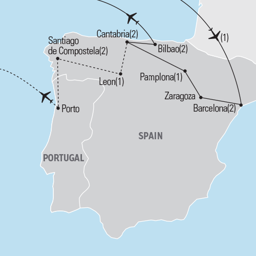 Map of Northern Spain Highlights tour