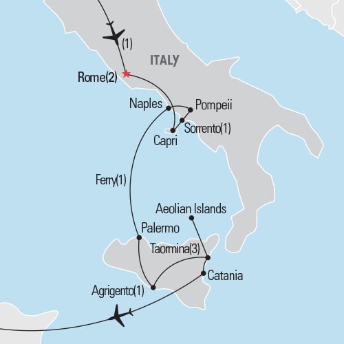 Map of Rome & Sicily tour