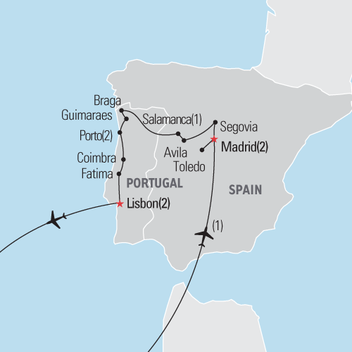 Map of Spain & Portugal tour