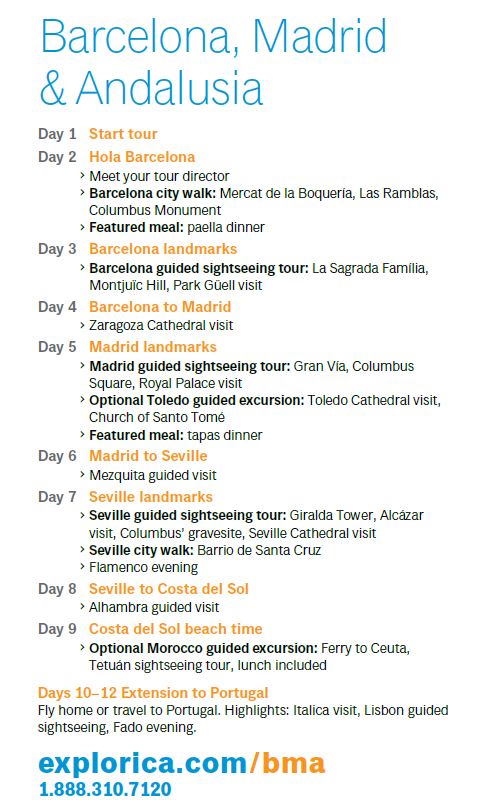 Spain sample itinerary