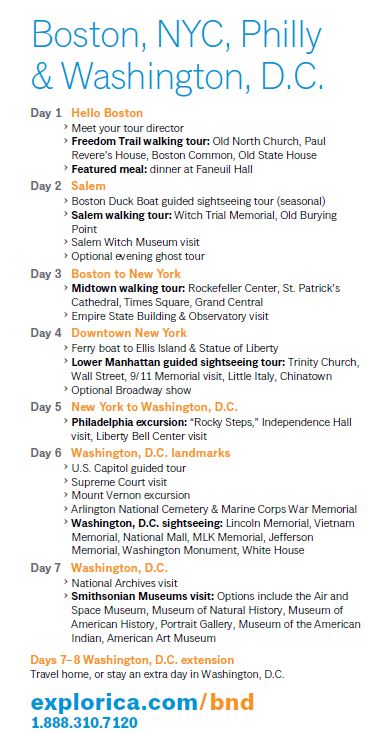 Boston, NYC, Philly & Washington, D.C.