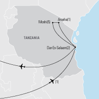 Map of the Make a Difference: Tanzania Tour | Explorica Educational Travel