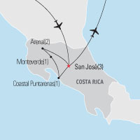 Map of Costa Rica - 8 Day Culture & Compassion Tour