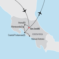 Map of Costa Rica - 14 Day Culture & Compassion Tour