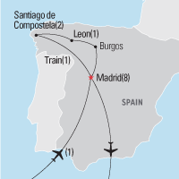 Map of World Youth Day 2011: Madrid & Northern Spain Tour