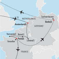 Map of Battlefields of Europe Educational Tour 