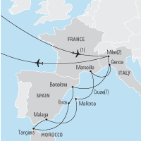 Map of the Western Mediterranean Educational Tour 