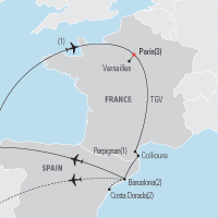 Map of Paris & Barcelona Educational Tour