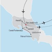 Map of Costa Rica: Sun and Service Educational Tour