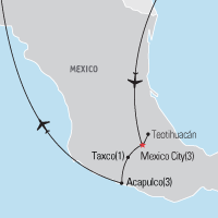 Map of Mexico City, Taxco & Acapulco Educational Tour