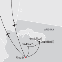 Map of Sedona & the Grand Canyon Class Trip