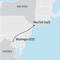 Map of Washington, DC and New York City Class Trip