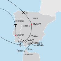 Map of Madrid & Andalusia Educational Tour