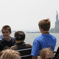 New York Landmarks of Manhattan Class Trip | Students Looking at Statue of Liberty