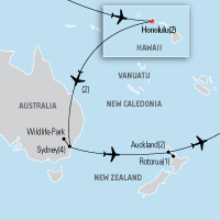 Map of Hawaii, Australia, & New Zealand Educational Tour