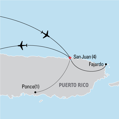 Map of the Puerto Rico: Richness of the Caribbean tour