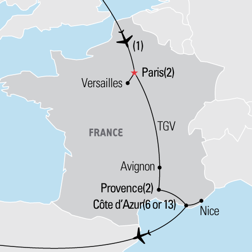 Map of French Studies in France tour