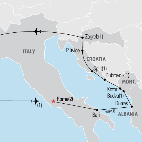 Map of Italy and Croatia