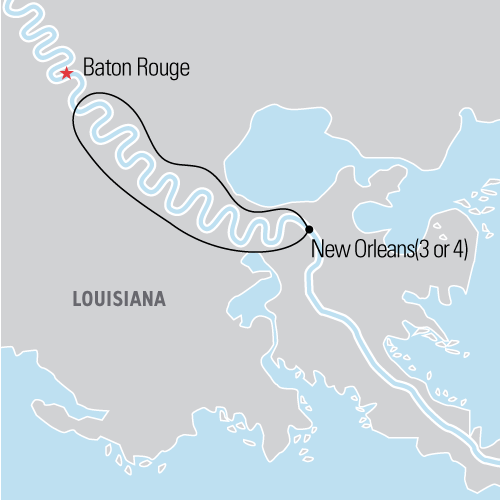 Map of New Orleans: City, Plantations & Bayou tour