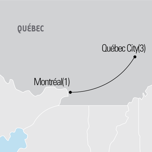 Map of Québec & Montréal: Winter Wonderland tour