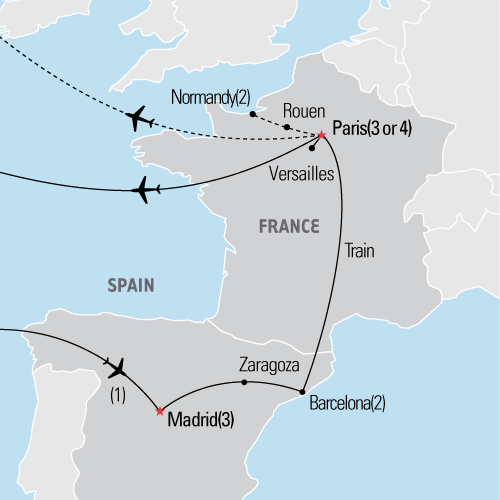 Map of Spain & France tour