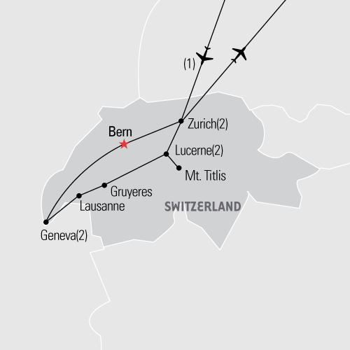 Switzerland highlights tour map