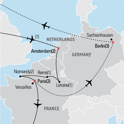 Map of Battlefields of Europe tour