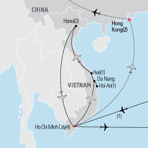 Map of Vietnam tour