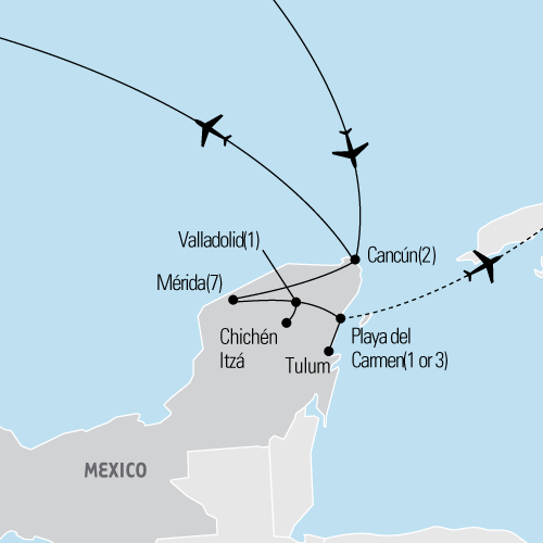 Map of Spanish Studies in Mexico tour
