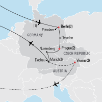 Map of Berlin, Prague & Munich Educational Tour 