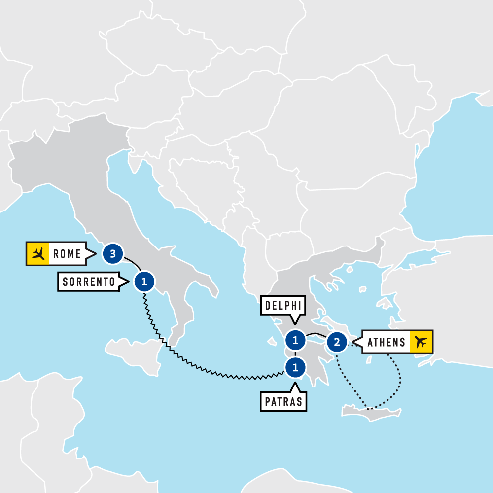 Map of Italy & Greece Educational Tour 
