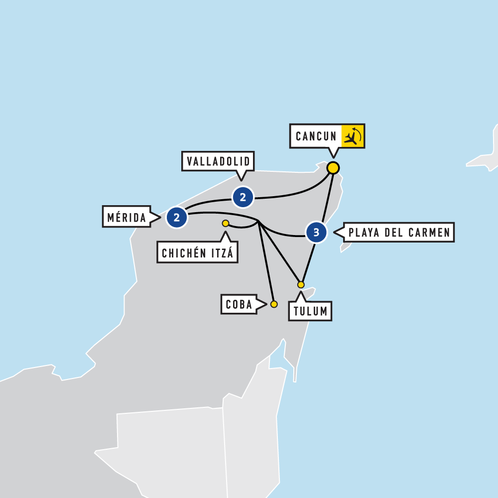 Map of Yucata Adventure Educational Tour