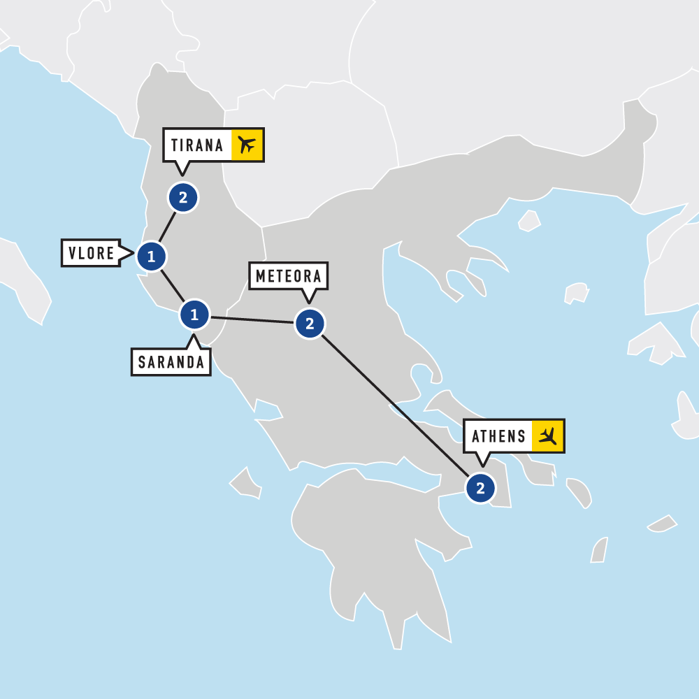 Greece and Albania map