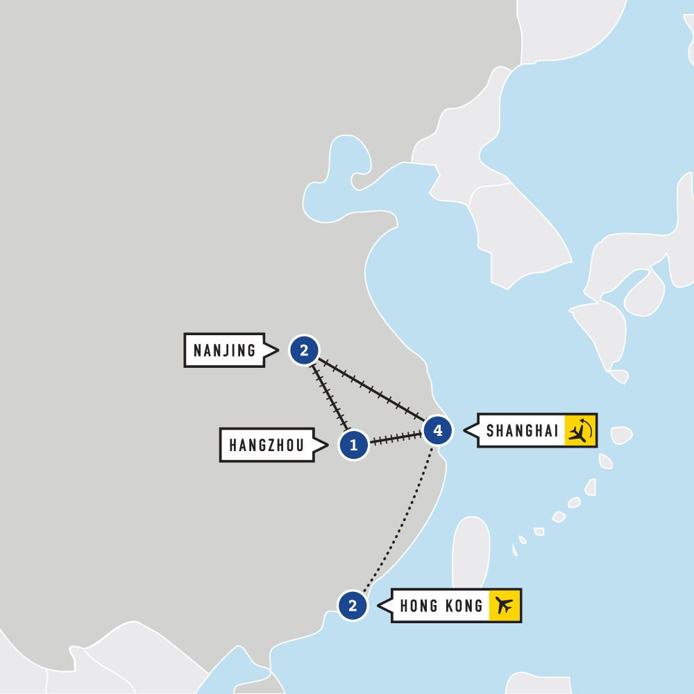 Shanghai, Hangzhou, and Nanjing map