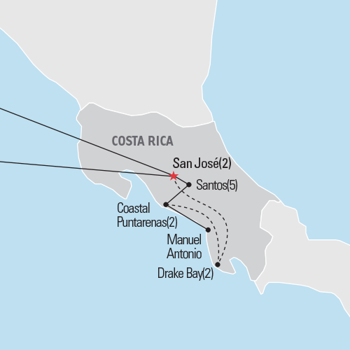 Map of Make a Difference: Costa Rica Sun and Service in Depth 